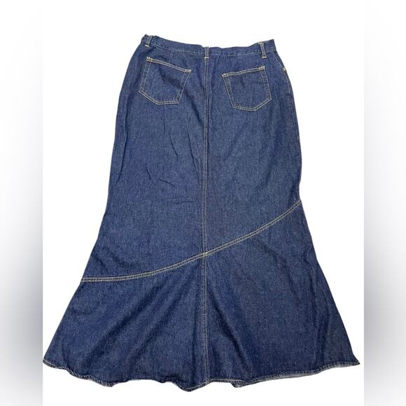 Y2K Dark Denim Mermaid Trumpet Maxi Skirt 13/14 Retro Boho Festival Modest - Picture 2 of 3